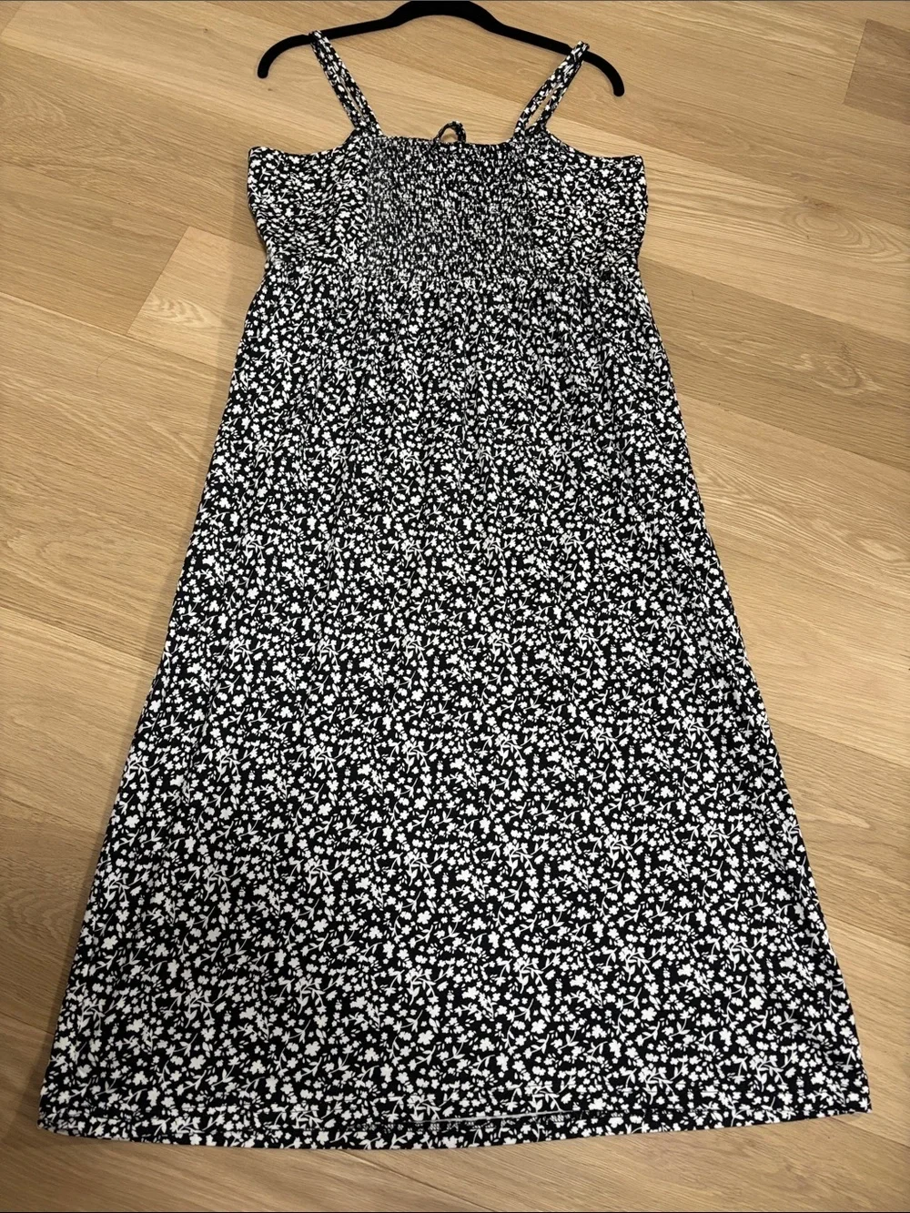 Midi Sundress (L) Group Alina Viscose Soft Stretch Pockets Black White Floral - Picture 13 of 16
